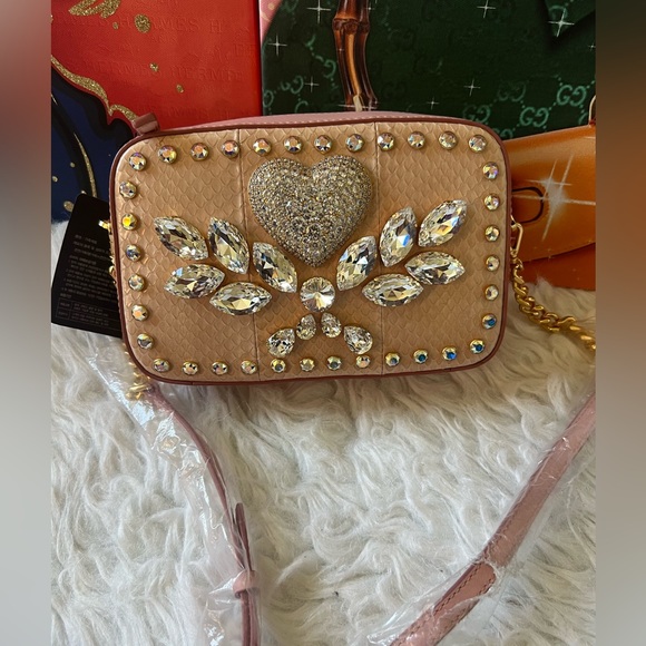 MCM SOARING HEART SWAROVZKI CAMERA BAG  in SNAKESKIN - Picture 4 of 16